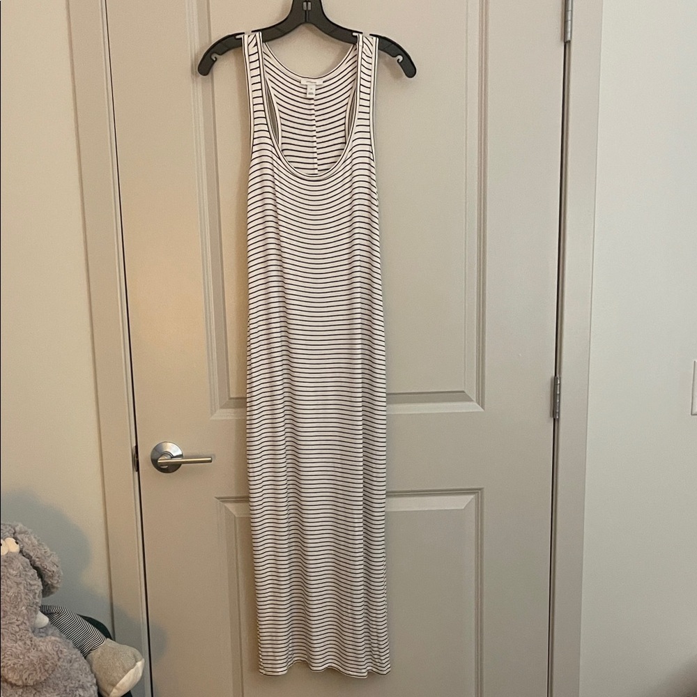 Daily Ritual Black and White Striped Maxi Dress